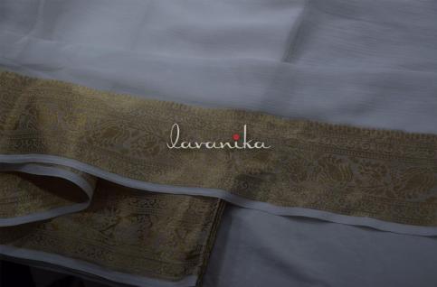 50 Grams Dyeable Gold Jacquard Border on Chiffon Fabric 44inch